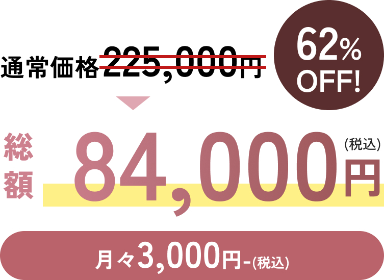 通常価格が55%off! 月々3,000円~